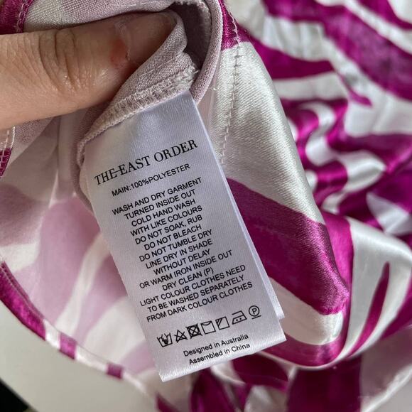 The East Order Dress Womens Medium‎ Rhea White Pink Zebra Print Satin Mini - Picture 8 of 15